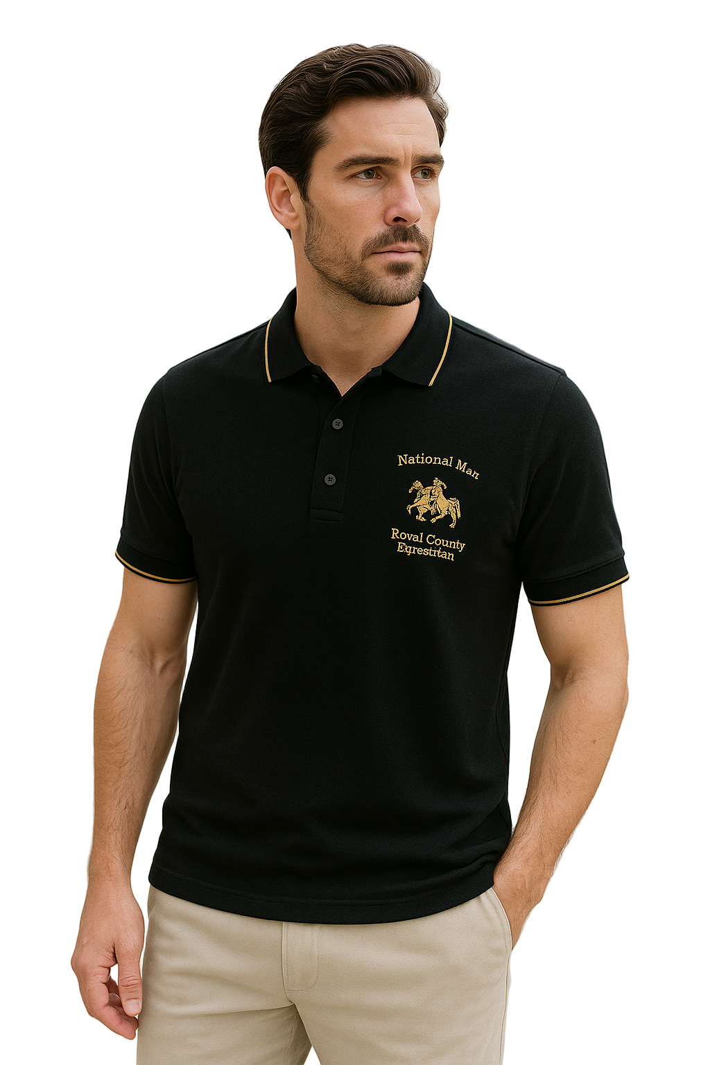 Herre Polo Shirt Klassisk Snit med Broderi 0