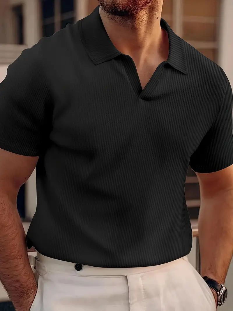 Herre Poloshirt Casual Vaffelstof 2