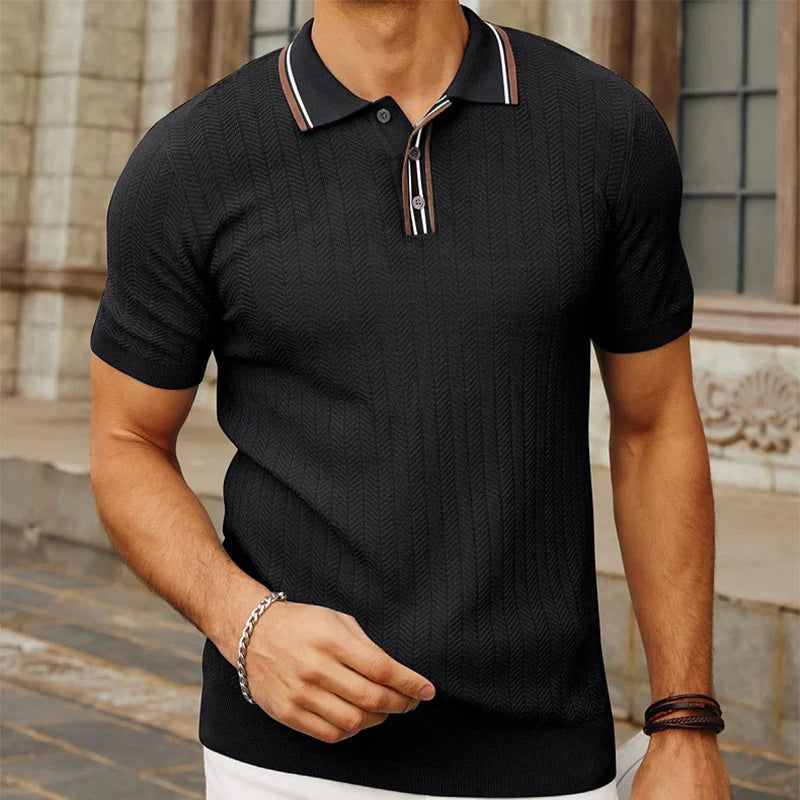 Herre Poloshirt Slim Fit Silke til Mænd Komfortabelt Design 6