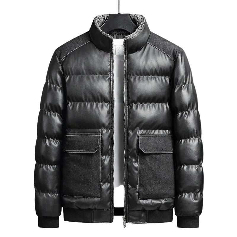 Herre Pufferjakke med Denim Detaljer 0