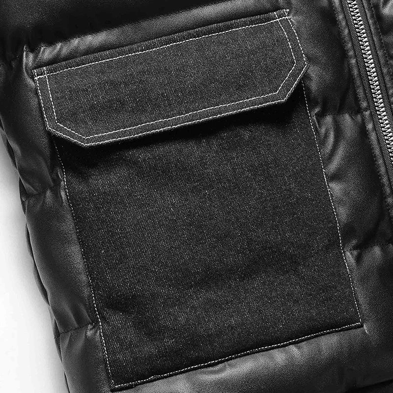 Herre Pufferjakke med Denim Detaljer 4