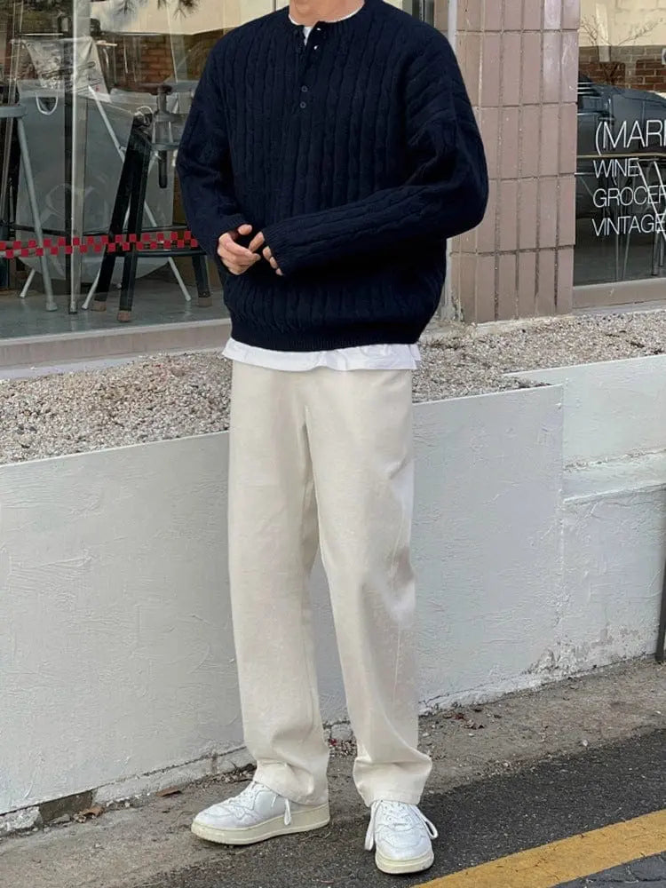 Herre Pullover Henley Klassisk Stil Moderne Design 4