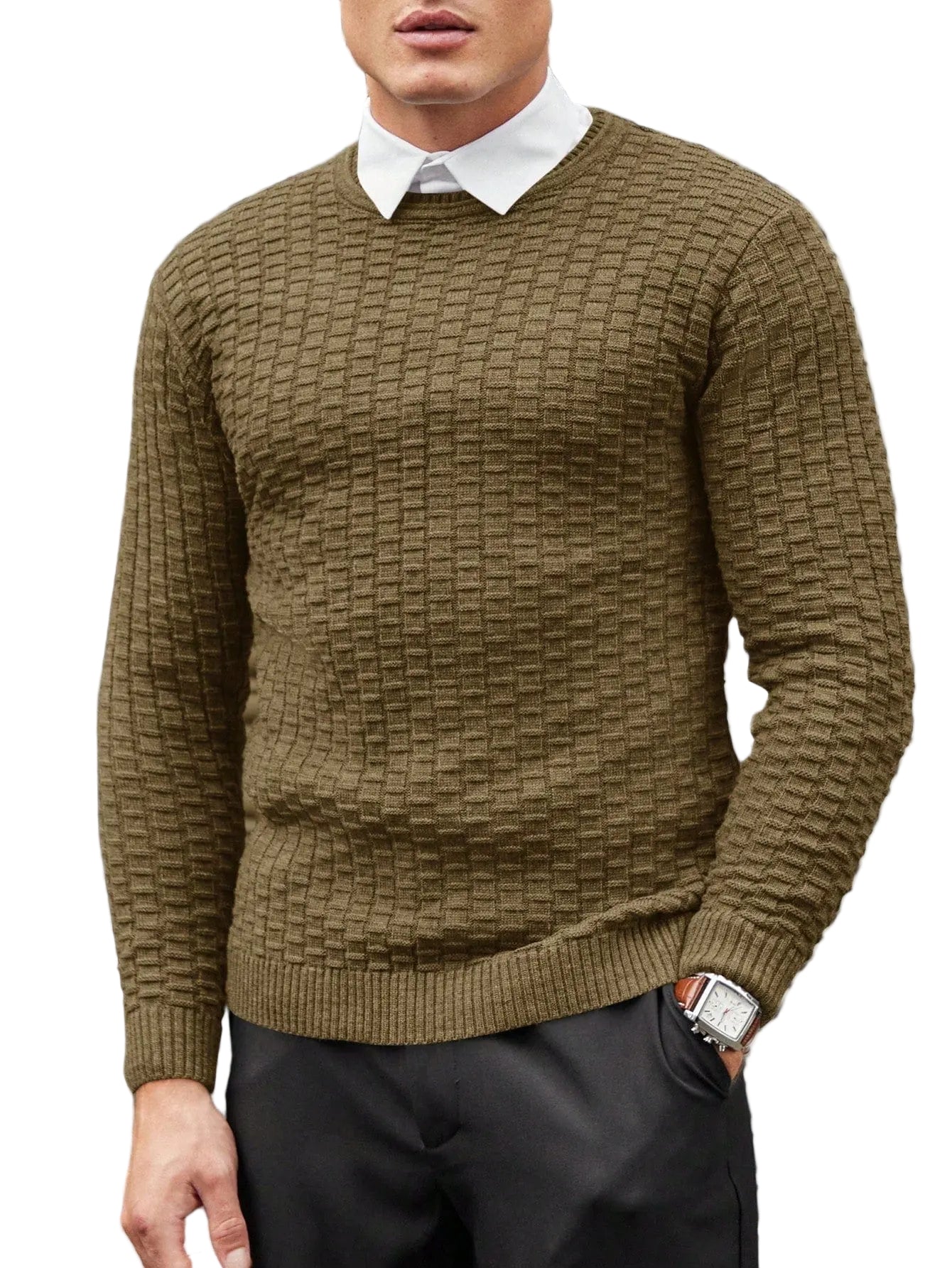 Herre Pullover Jacquarddesign Casual Sweater 0