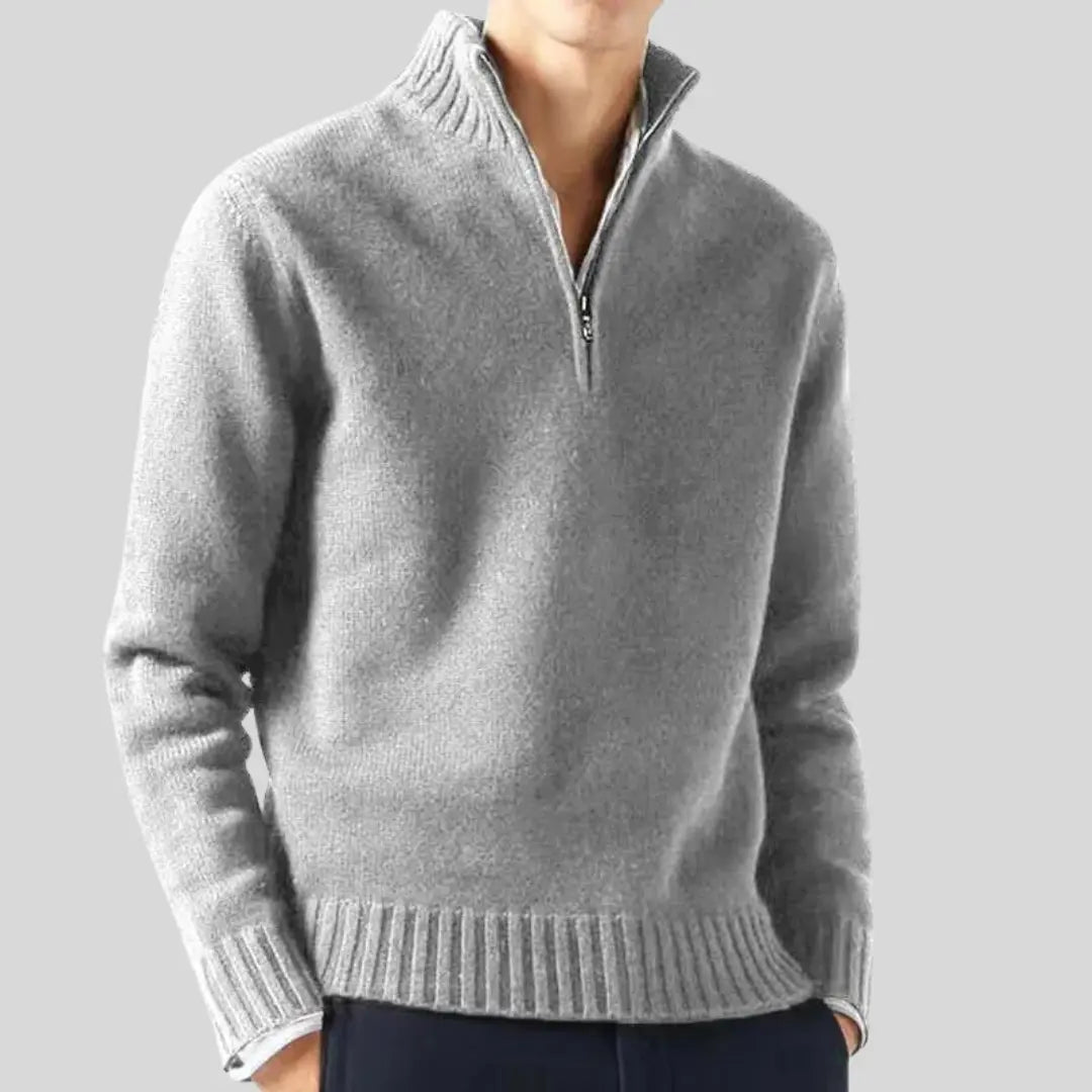 Herre Pullover Sweater med Halv-Zip Design og Praktisk Brystlomme 7
