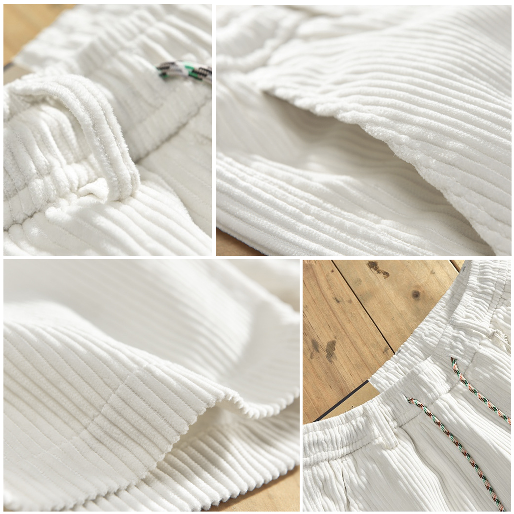 Herre Shorts Corduroy Løs Pasform Åndbart Materiale 3