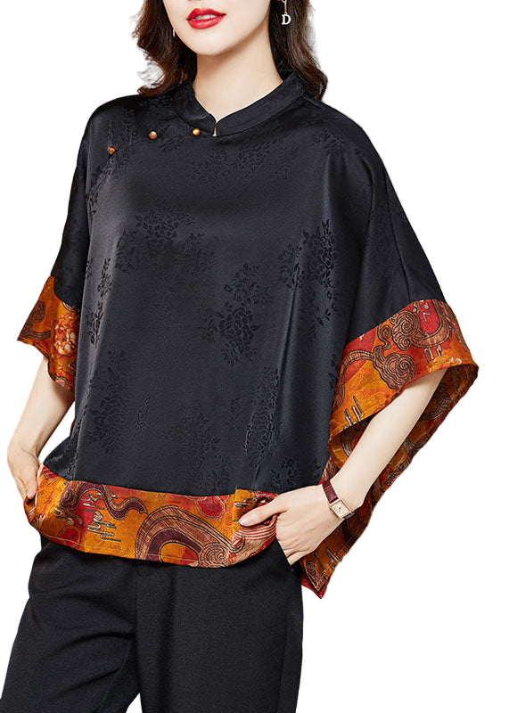 Herre Skjorte Asymmetrisk Design med Mandarin Krave og Batwing-Ærmer 0