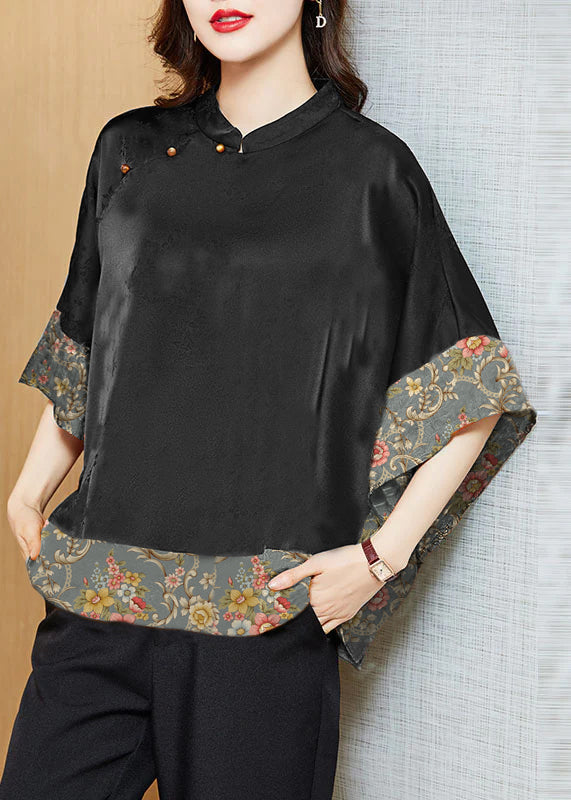 Herre Skjorte Asymmetrisk Design med Mandarin Krave og Batwing-Ærmer 6