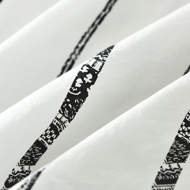 Herre Skjorte Kortærmet Stribet Casual med Turn-Down Krave 5