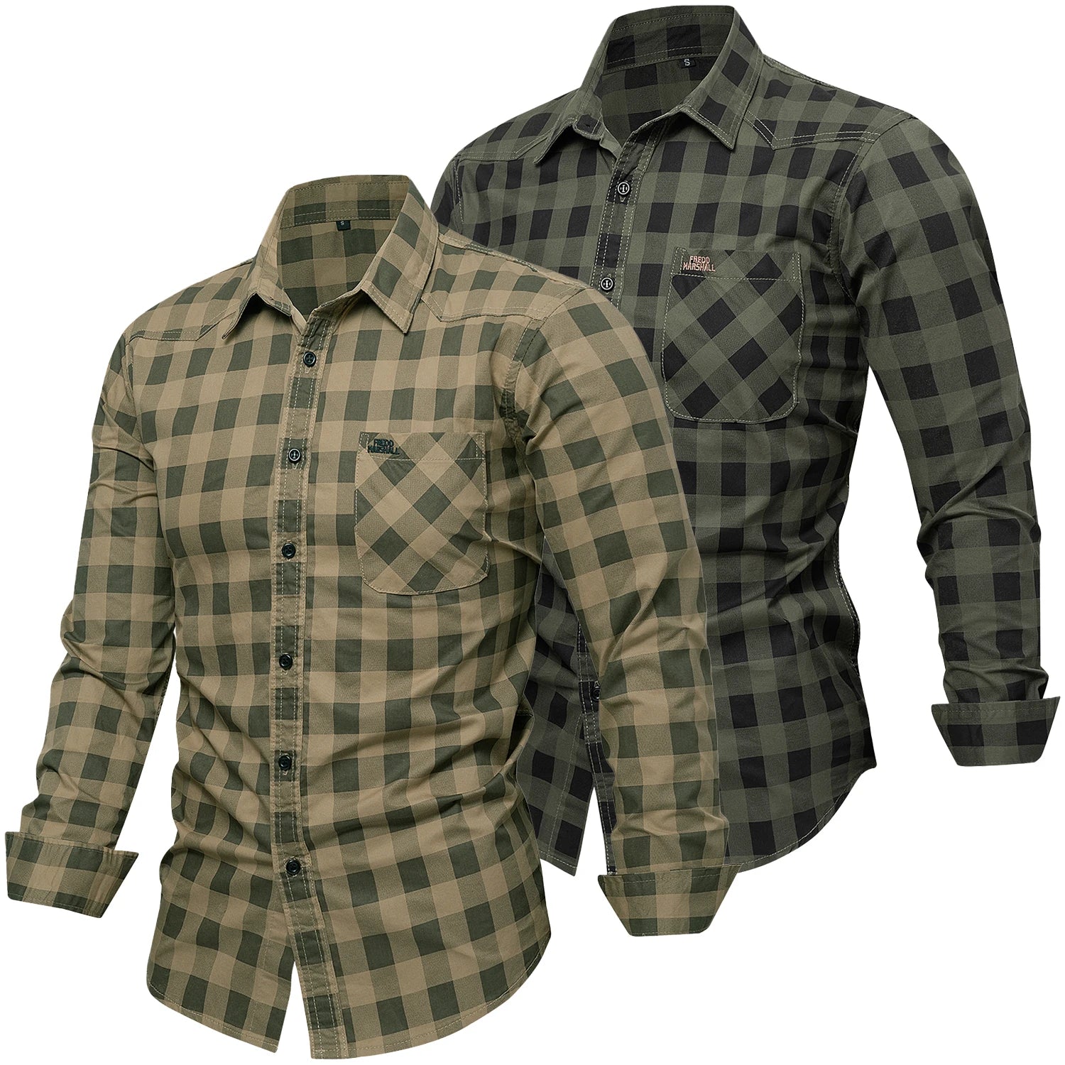 Herre Skjorte Plaid Langærmet 100% Bomuld Casual Komfort 0