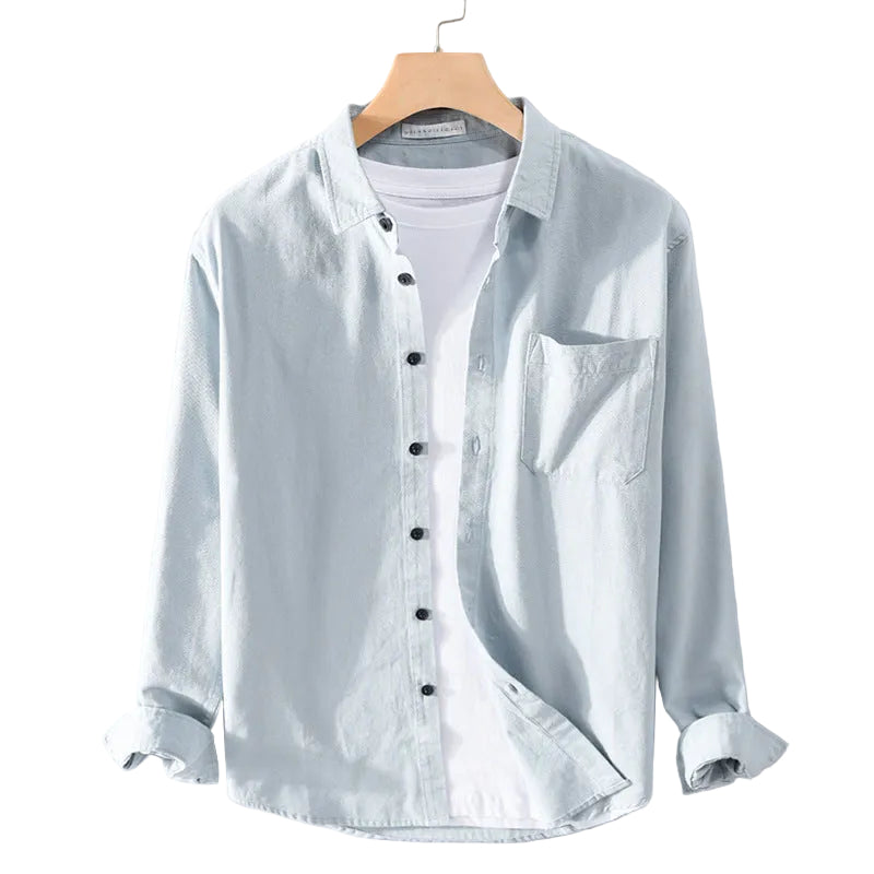 Herre Skjorter Klassisk Langærmet Med Knaplukning 0