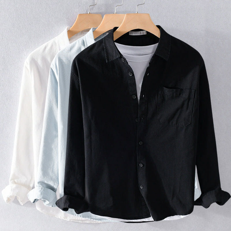 Herre Skjorter Klassisk Langærmet Med Knaplukning 3