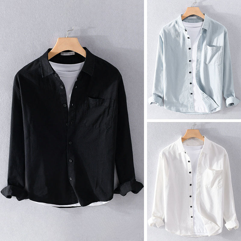 Herre Skjorter Klassisk Langærmet Med Knaplukning 4