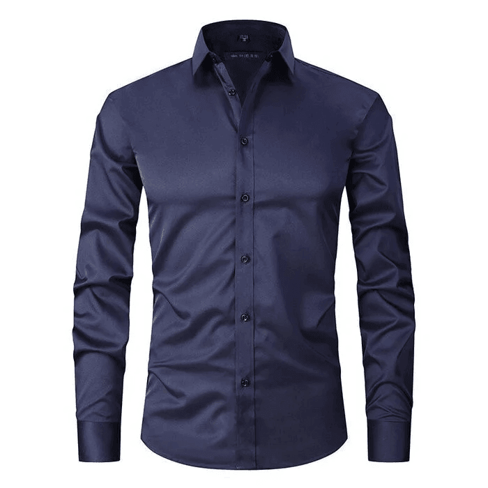 Herre Skjorter Smart Casual Slim Fit Stretchbart Åndbart Stof 7