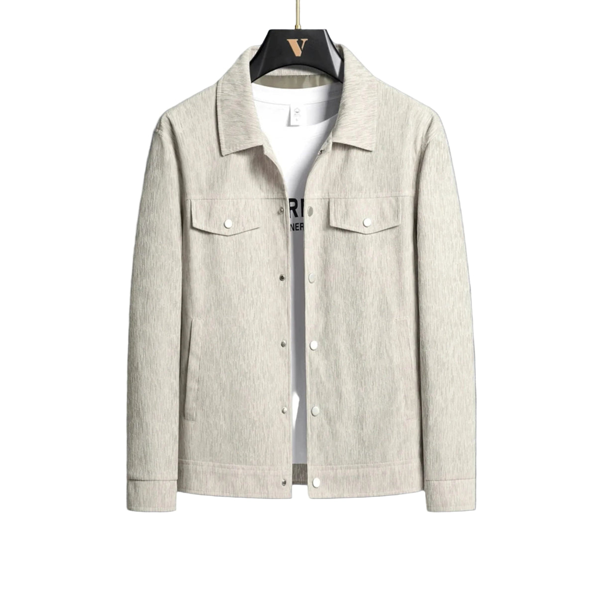 Herre Sommerjakke Ribbede Detaljer Letvægtsdesign 0