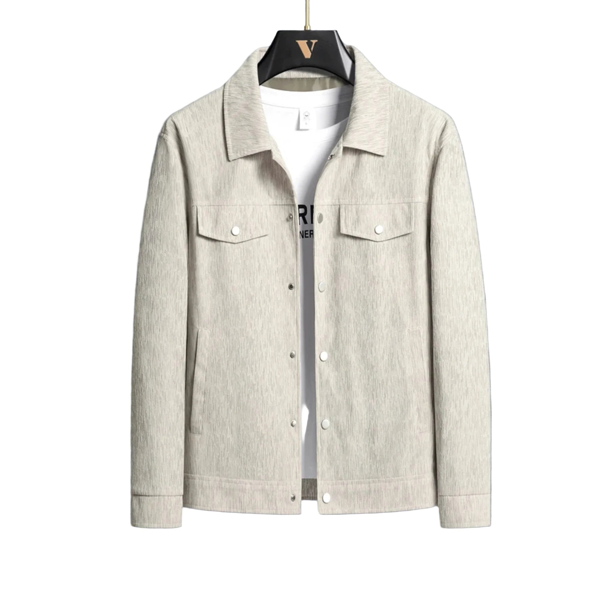 Herre Sommerjakke Ribbede Detaljer Letvægtsdesign 0