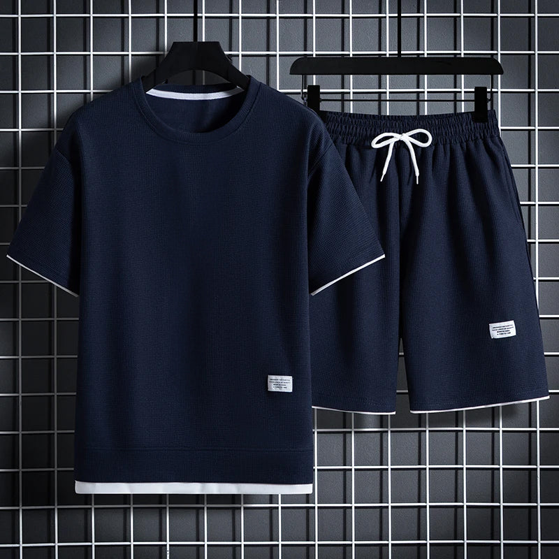 Herre Sporty Casual Sæt Overdimensioneret Skjorte og Shorts 3