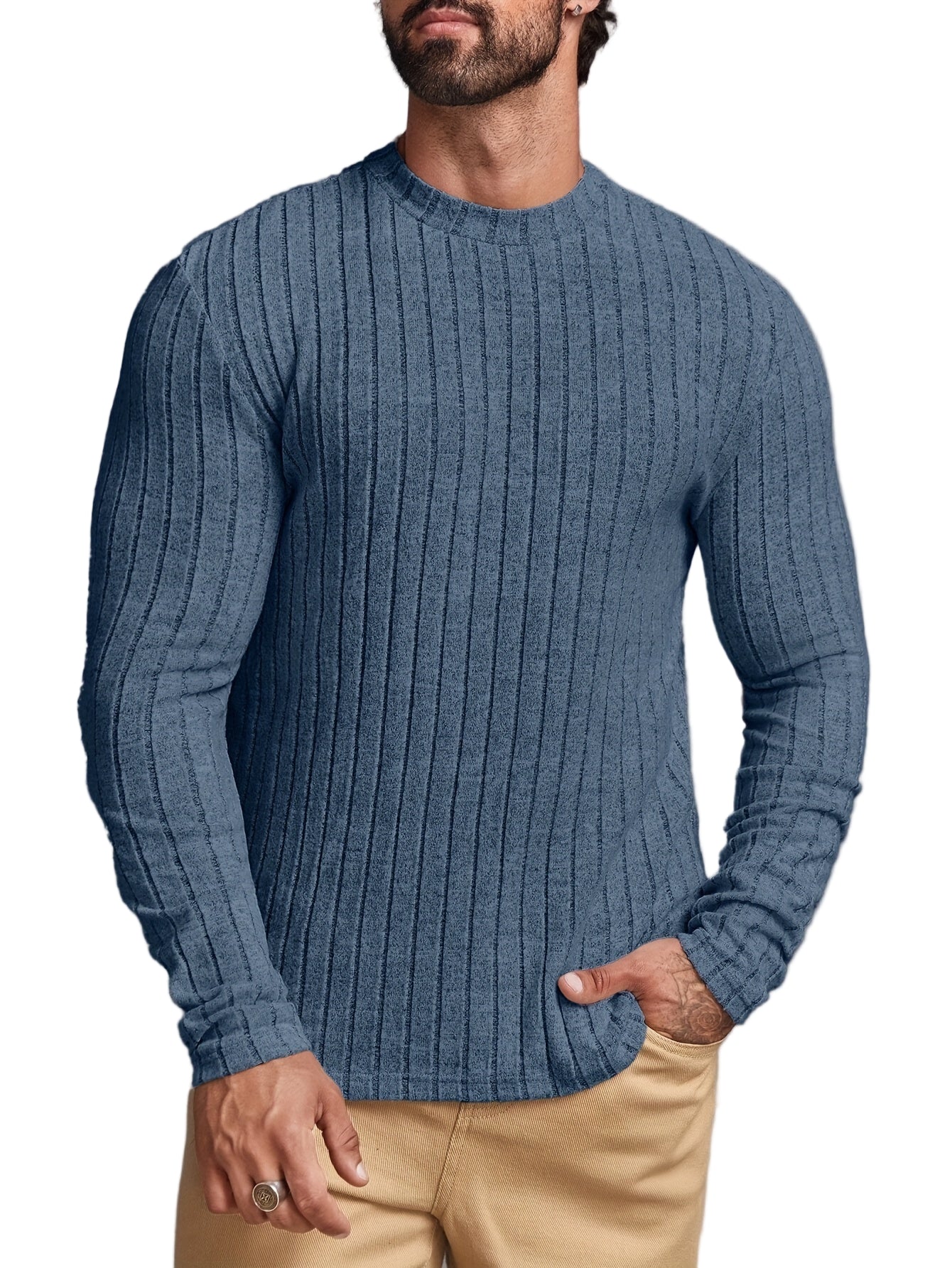 Herre Striktrøje Casual Crewneck Stil 0