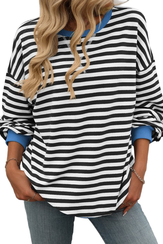 Herre Sweatshirt Stribet Print Blødt Stof 0