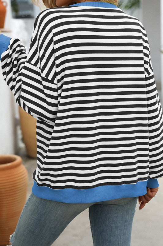 Herre Sweatshirt Stribet Print Blødt Stof 1