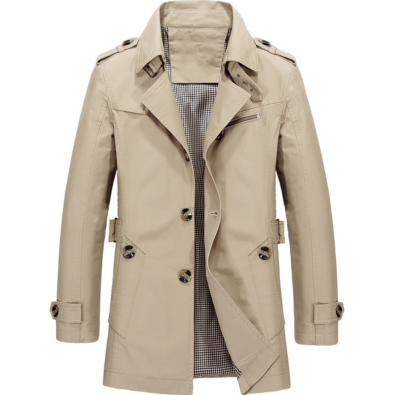 Herre Trenchcoat Struktureret Design Blødt Blandingsmateriale 2