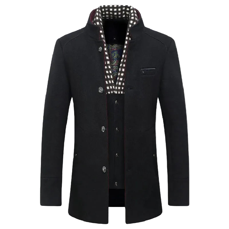 Herre Uldfrakke med Ternede Detaljer 0