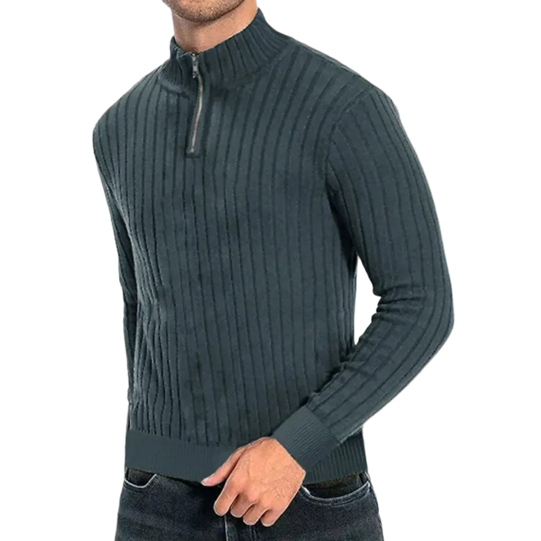 Herren Strik Jumper med Ribbet Struktur 0