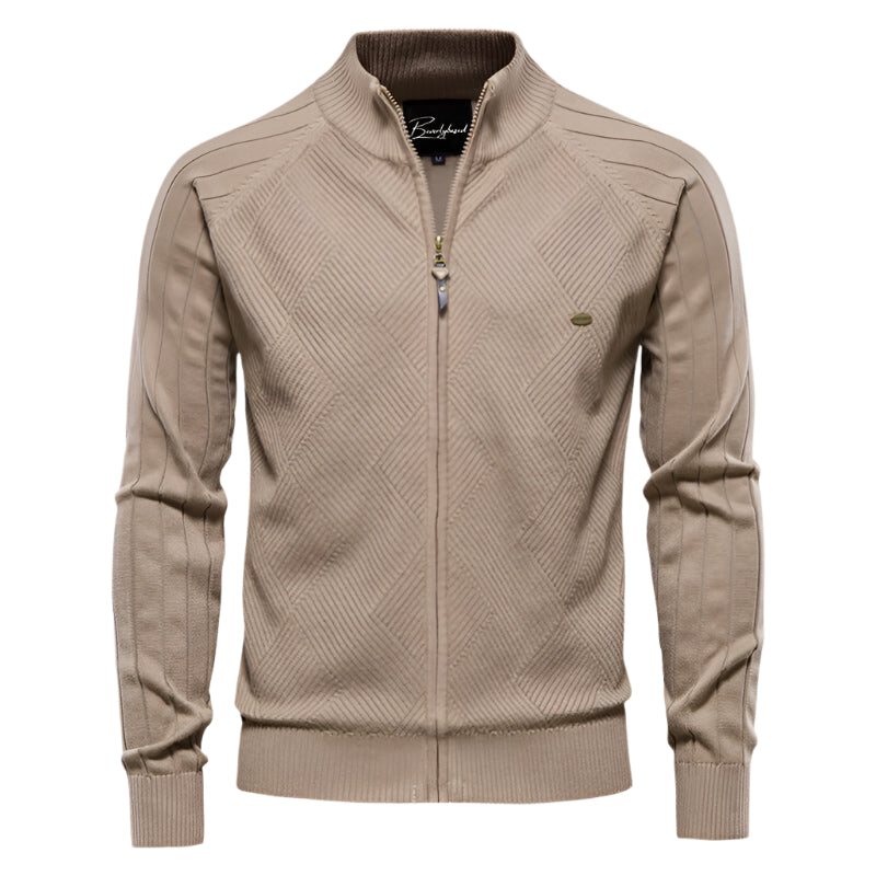 Herre Cardigan Fuld Lynlås Argyle Mønster