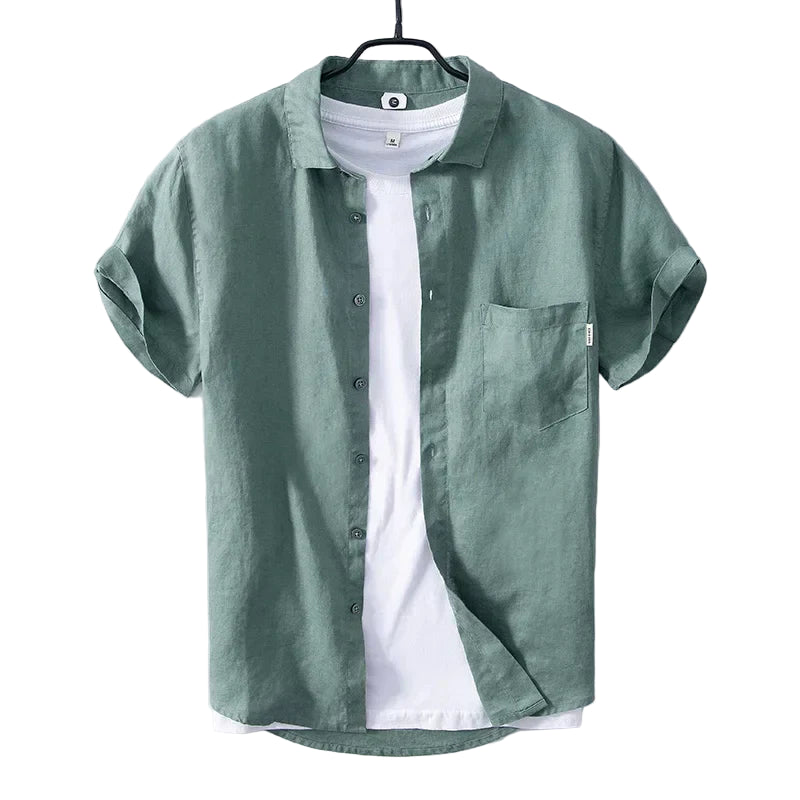 Herre Skjorte Afslappet Linned Åndbar 1