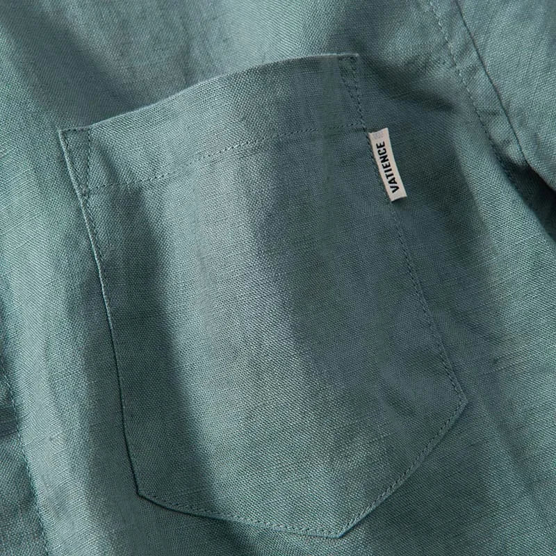 Herre Skjorte Afslappet Linned Åndbar 6