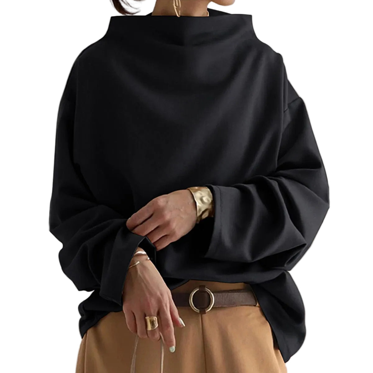 Kvinder Højhalset Top Langærmet 0