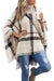 Kvindernes Farveblok Poncho Sweater med Høj Krave og Kvaster 0