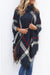 Kvindernes Farveblok Poncho Sweater med Høj Krave og Kvaster 2