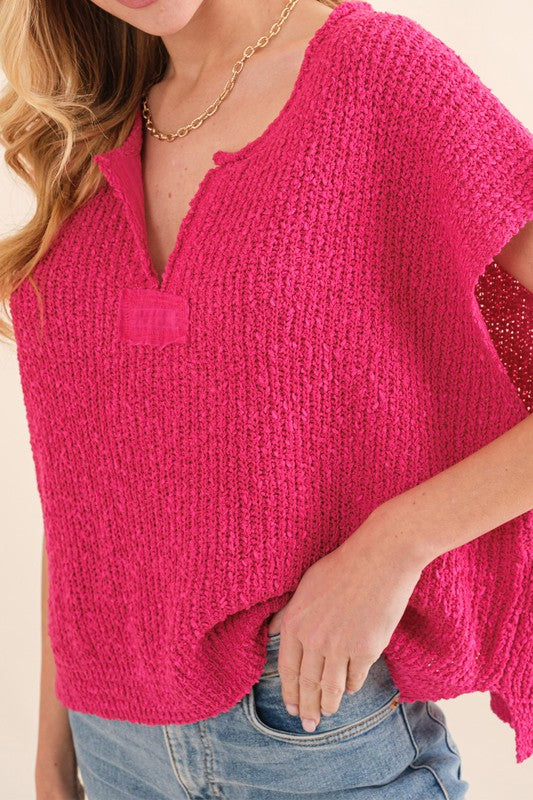 Kvinders Ærmeløs Sweater i Fuchsia Stil 1