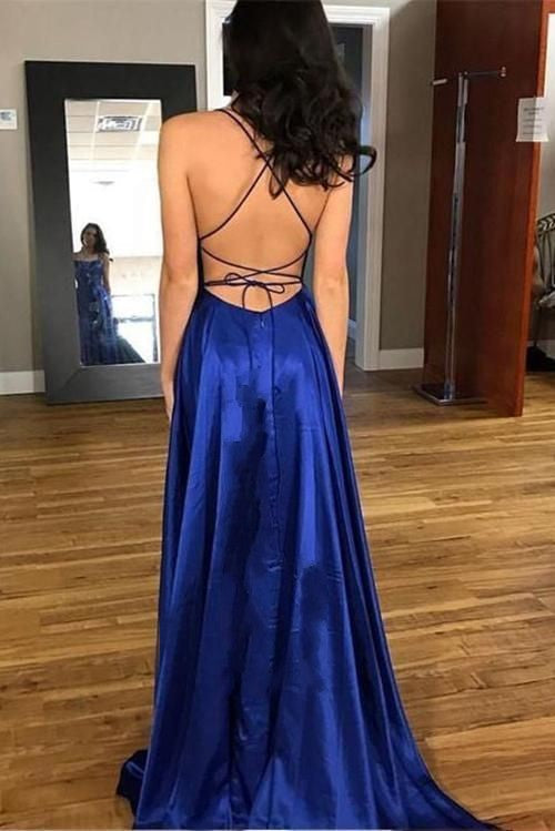 Kvinders Aftenkjole Spaghettibånd Royal Blue 3