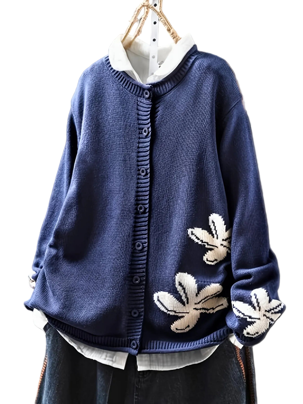 Kvinders Blomsterstrikket Frakke 0