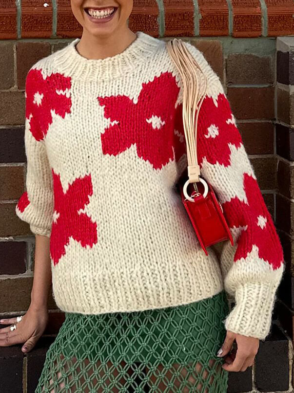 Kvinders Blomstertrøje Rund Hals Casual 1