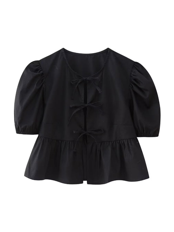 Kvinders Bluse Puff Sleeve Spaghetti Stropper Polyester 10