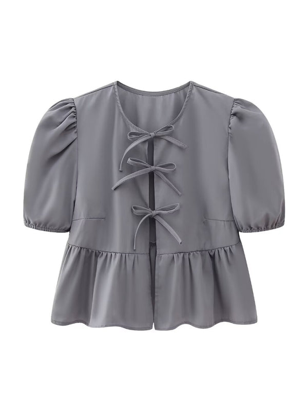 Kvinders Bluse Puff Sleeve Spaghetti Stropper Polyester 11