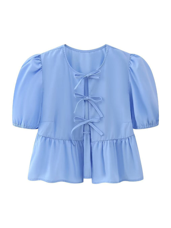 Kvinders Bluse Puff Sleeve Spaghetti Stropper Polyester 13