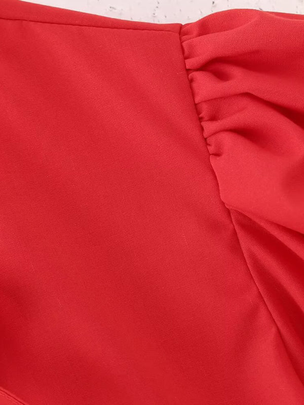 Kvinders Bluse Puff Sleeve Spaghetti Stropper Polyester 2