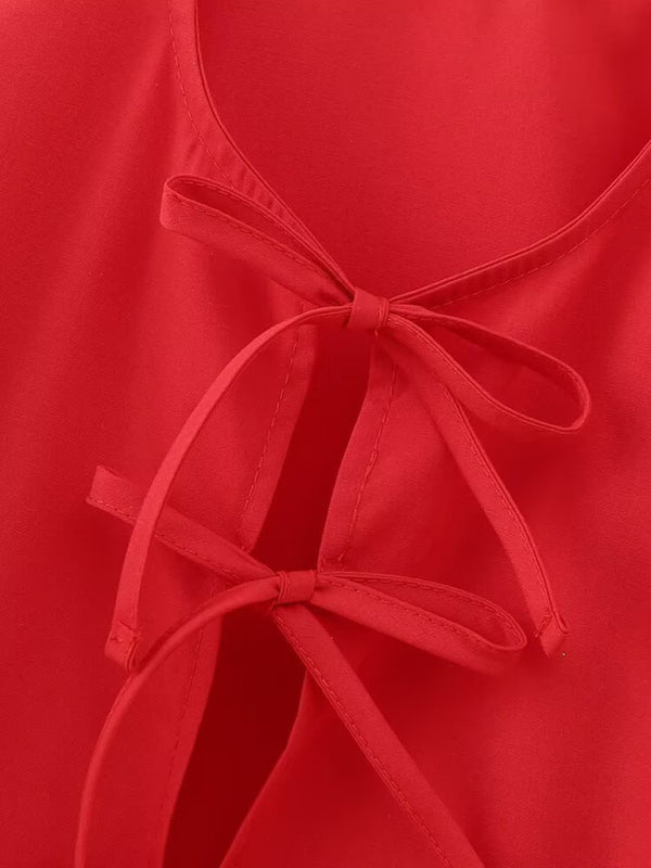 Kvinders Bluse Puff Sleeve Spaghetti Stropper Polyester 3