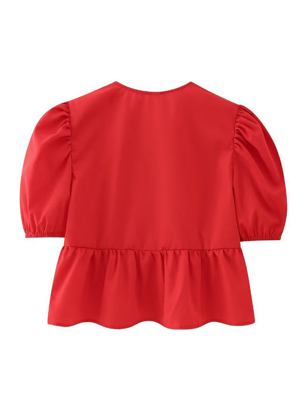 Kvinders Bluse Puff Sleeve Spaghetti Stropper Polyester 4