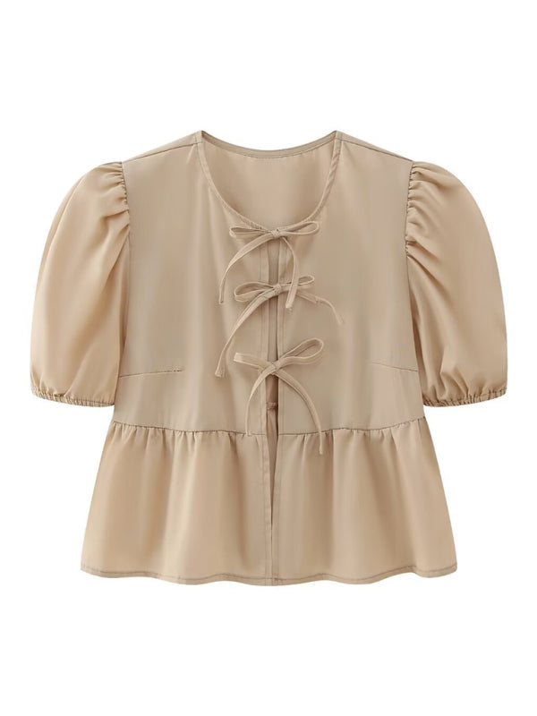 Kvinders Bluse Puff Sleeve Spaghetti Stropper Polyester 5