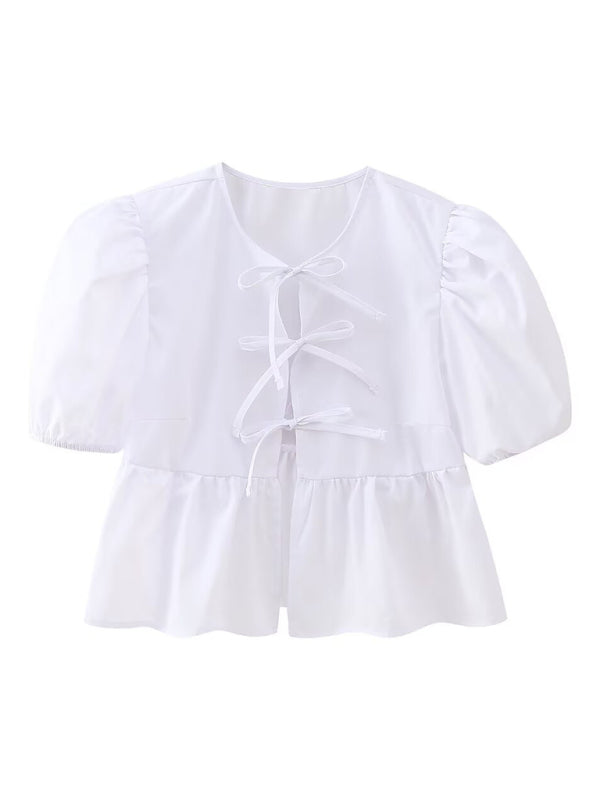 Kvinders Bluse Puff Sleeve Spaghetti Stropper Polyester 7