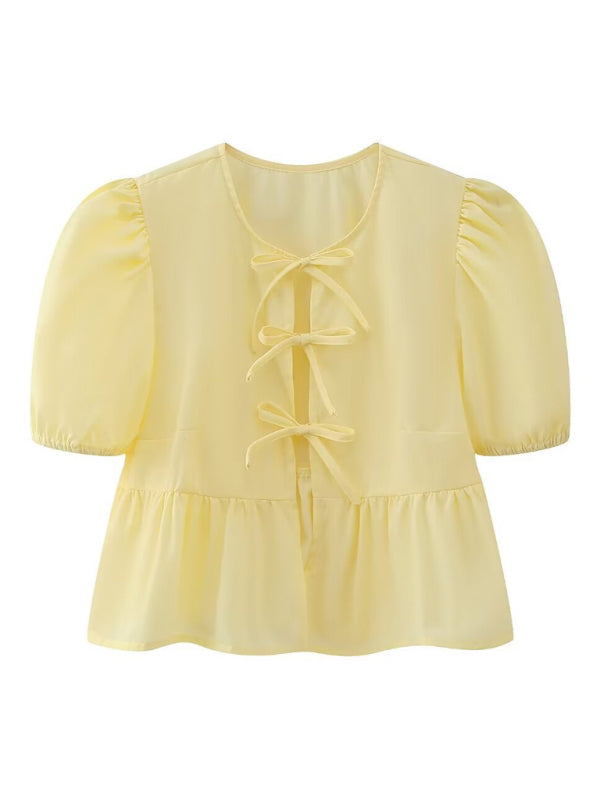 Kvinders Bluse Puff Sleeve Spaghetti Stropper Polyester 8