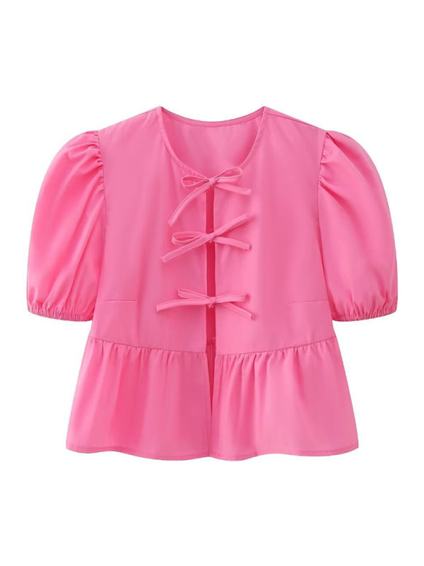 Kvinders Bluse Puff Sleeve Spaghetti Stropper Polyester 9