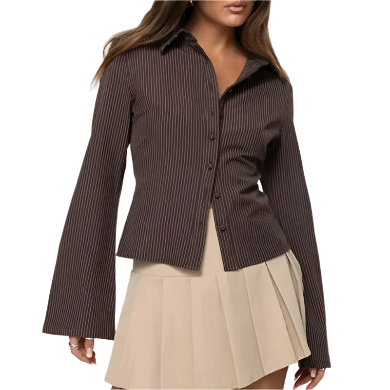Kvinders Bluse Slim-Fit Flared Ærmer 100% Polyester 0