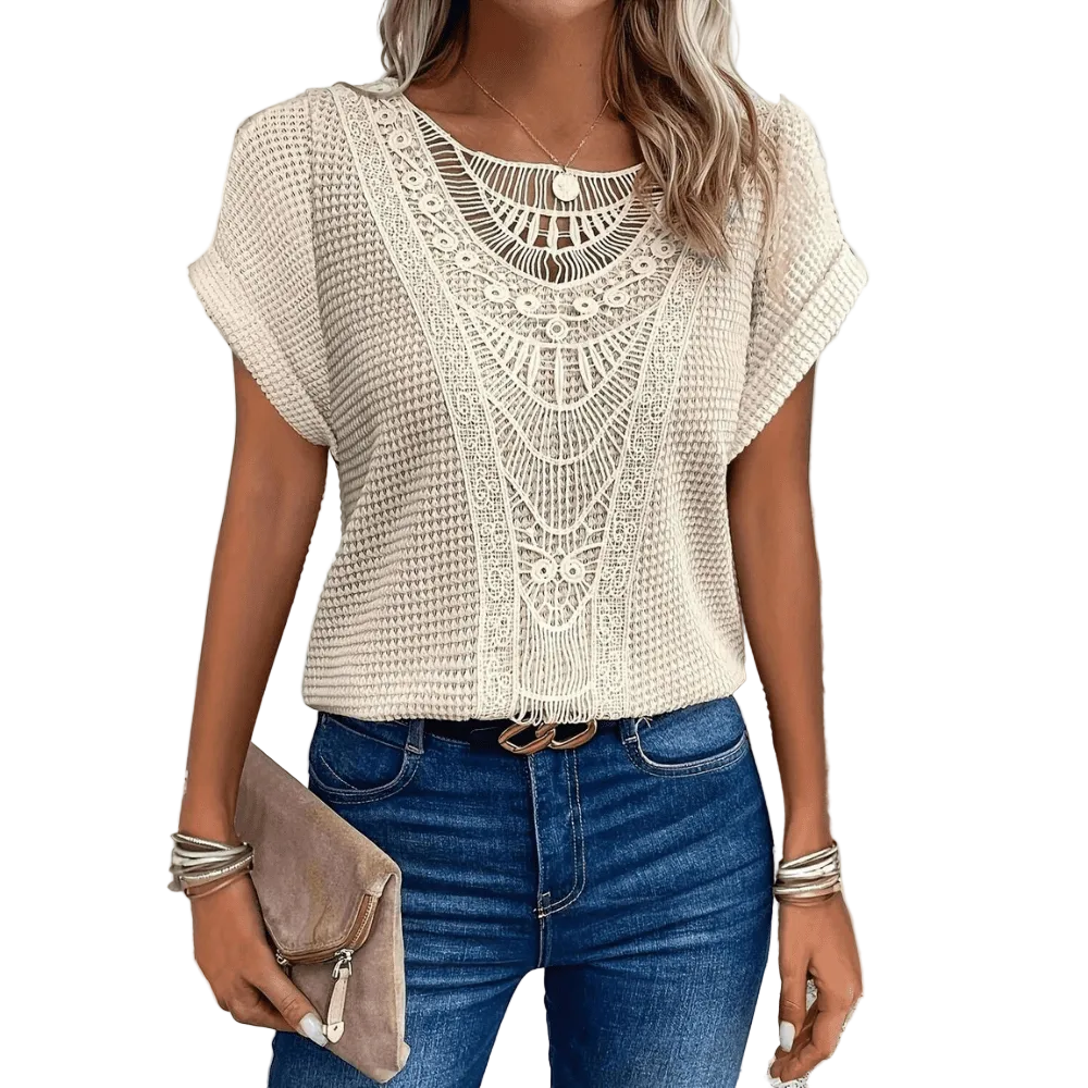 Kvinders Bluse med Blonde Detaljer 0