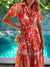 Kvinders Bohemian Floral Print Gulvlængde Kjole 1