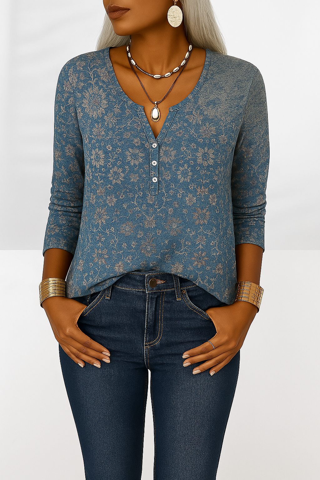 Kvinders Boho Bluse med Blomsterdesign 1
